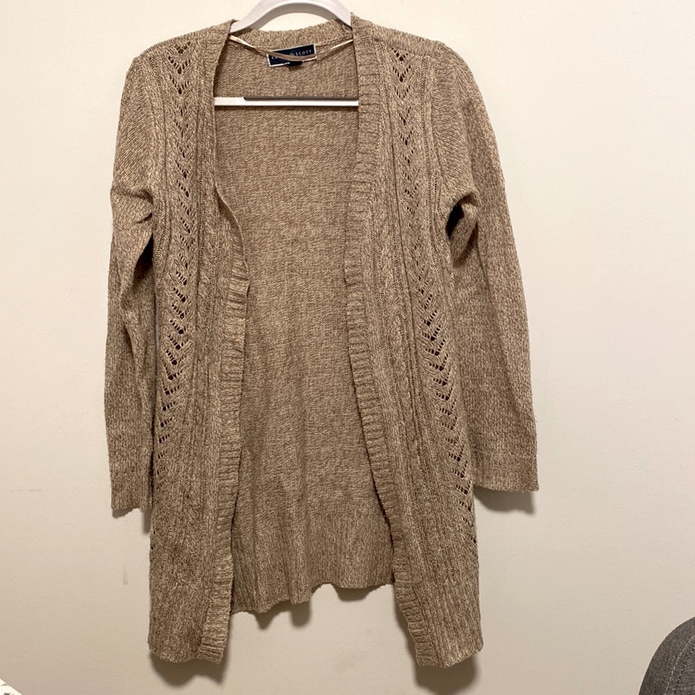 Size XS Karen Scott long oatmeal cardigan sweater